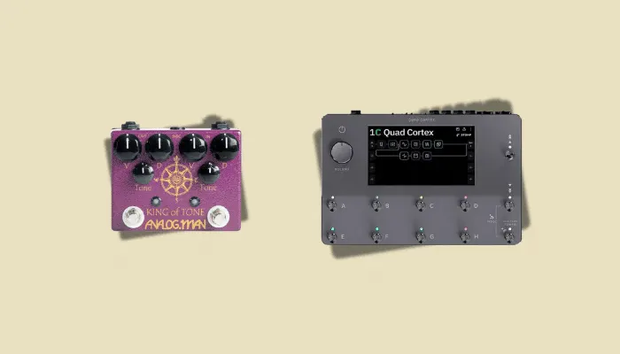 Analogman King of Tone and Neural DSP Quad Cortex — representing the rise of boutique analog and digital multi-effects pedals in the modern era.
