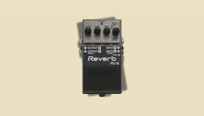 BOSS RV-6 Reverb pedal used by John 5 to add space and depth with multiple ambient and classic reverb types
