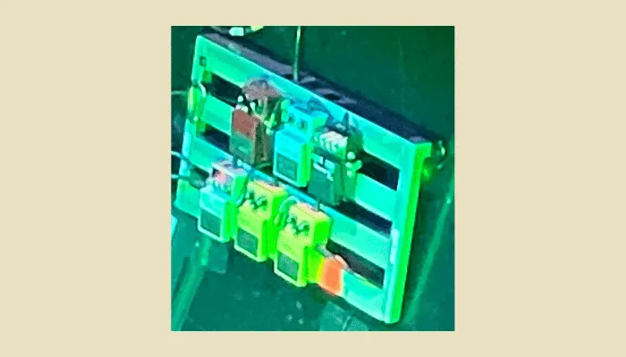A picture of John 5's pedalboard.