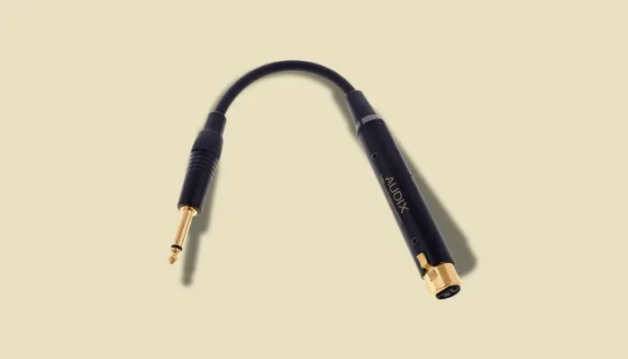 Audix T50K inline impedance transformer for connecting a microphone to guitar pedals