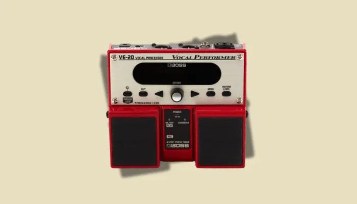 Boss VE-20 vocal multi-effects pedal with built-in reverb, harmony, and pitch correction