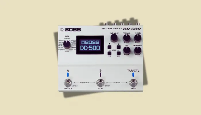 Boss DD-500 digital delay pedal illustrating how to use a delay pedal creatively in a guitar setup.